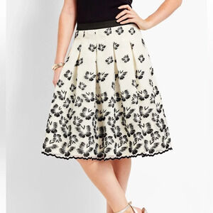 RSVP By Talbots White Embroidered Organza Pleated A-Line Skirt, Women’s 2P